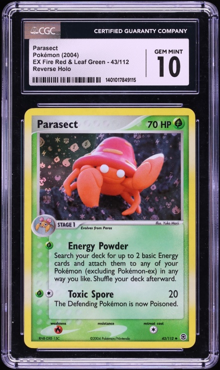 2004 Pokemon EX Fire Red & Leaf Green Reverse Holo Parasect #43 CGC 10 GEM MINT