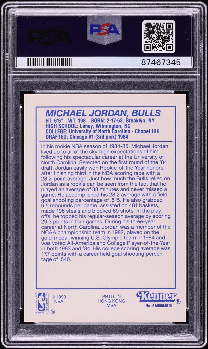 1990 Kenner Starting Lineup Yellow Michael Jordan PSA 9 MINT
