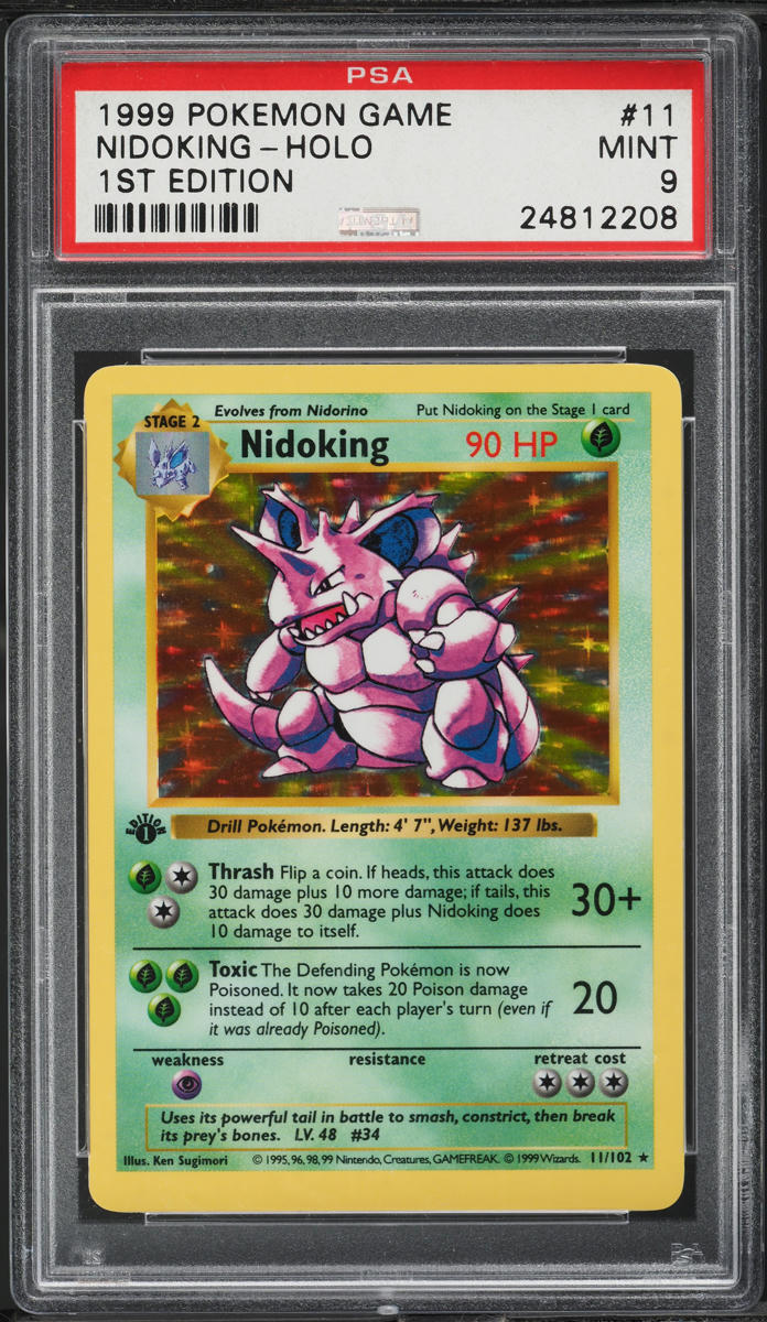 1999 Pokemon Base Set Shadowless 1st Edition Holo Nidoking #11 PSA 9 MINT