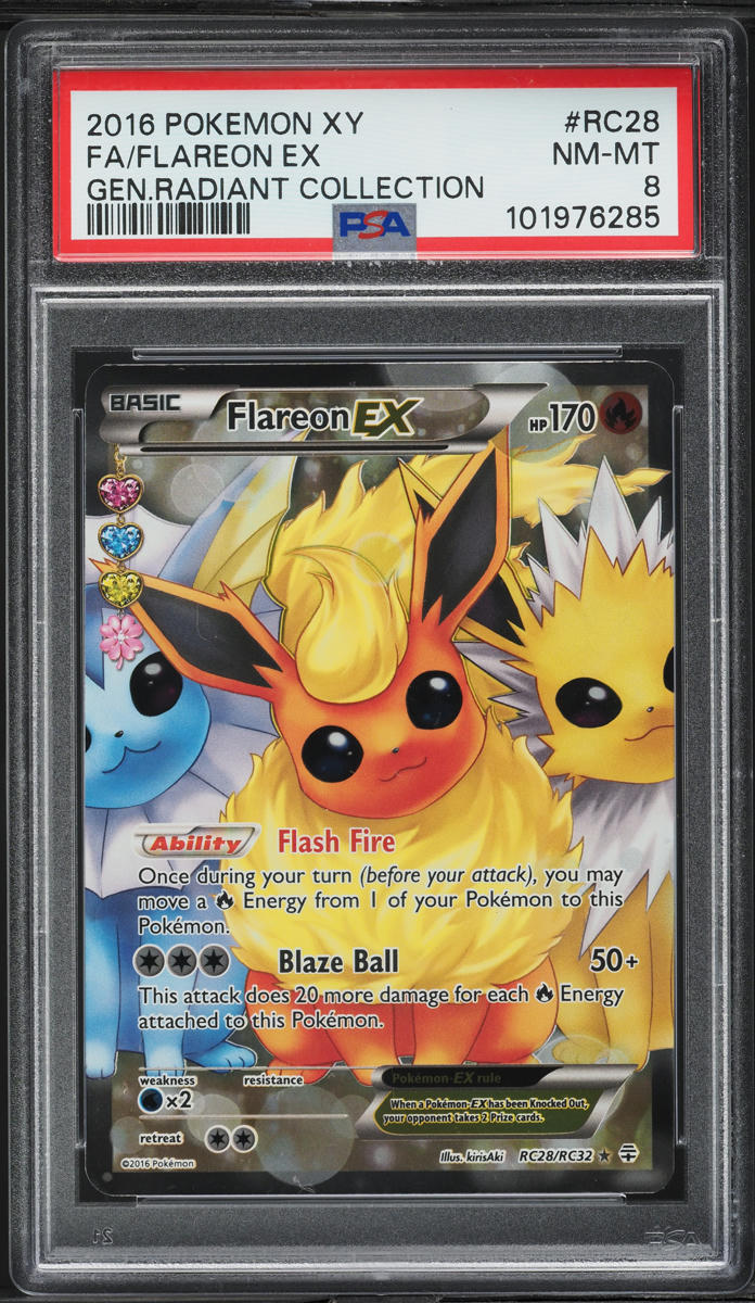 2016 Pokemon XY Generations Radiant Collection Full Art Flareon EX #RC28 PSA 8 NM-MT