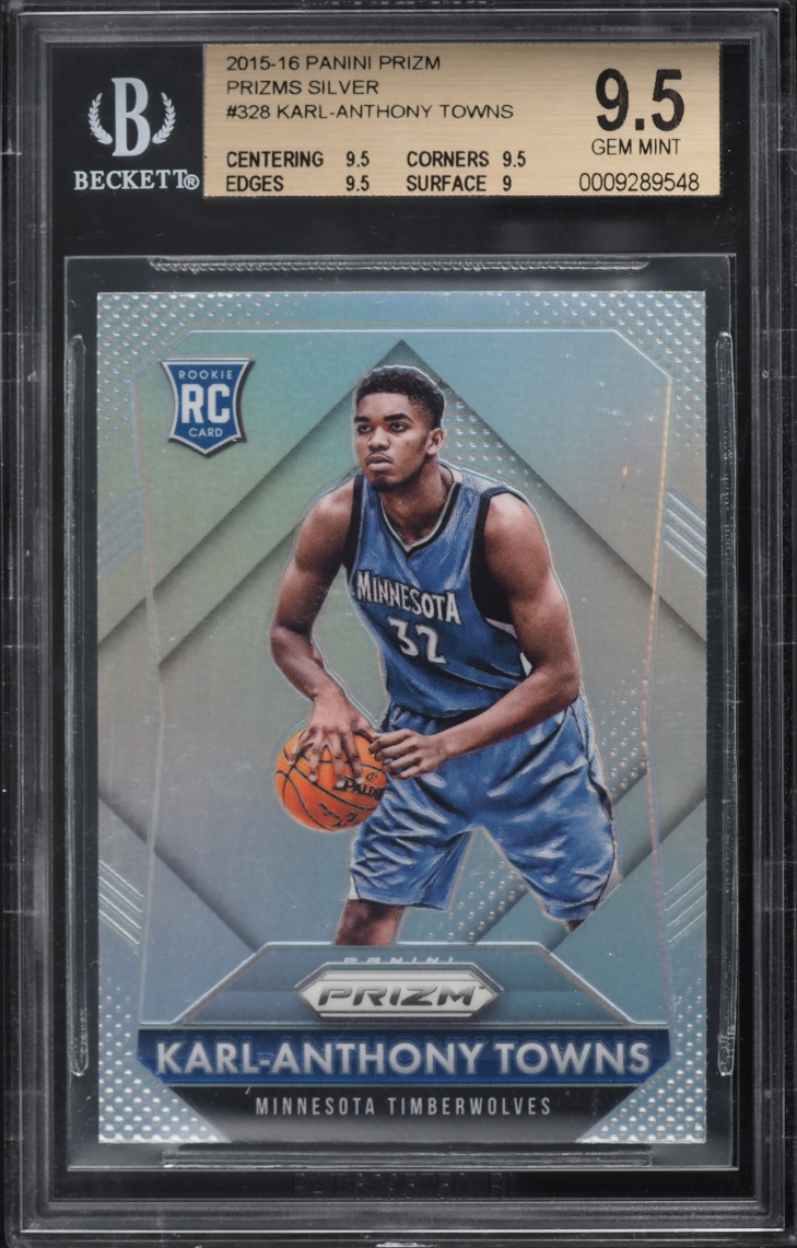 2015 Panini Prizm Silver Karl-Anthony Towns ROOKIE #328 BGS 9.5 GEM MINT