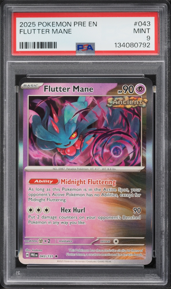 2025 Pokemon Scarlet & Violet Prismatic Evolutions Flutter Mane #43 PSA 9 Mint
