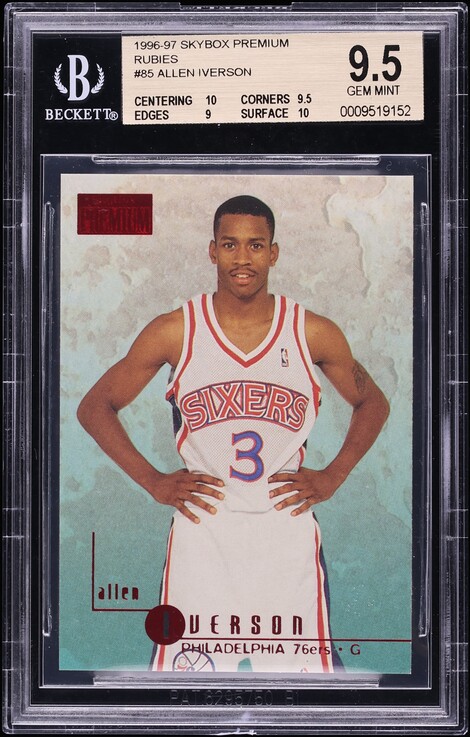 1996 Skybox Premium Rubies Allen Iverson ROOKIE #85 BGS 9.5 GEM MINT