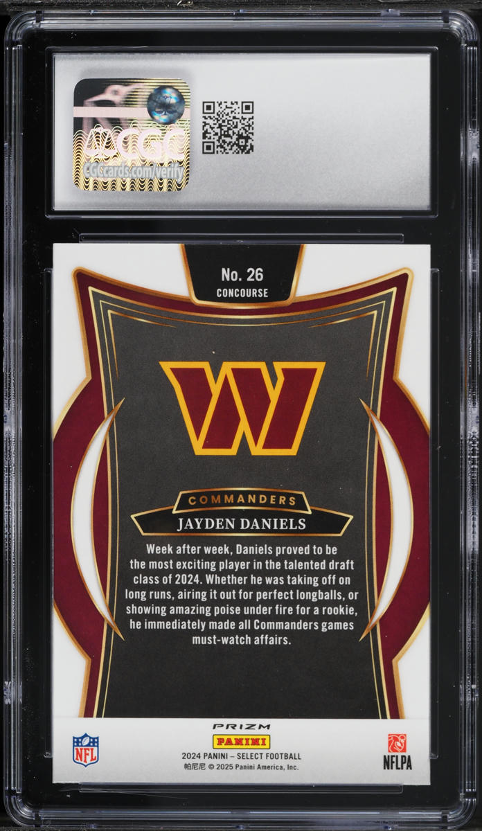 2024 Select Concourse Black & Red Shock Jayden Daniels ROOKIE #26 CGC 8.5 NM-MT+