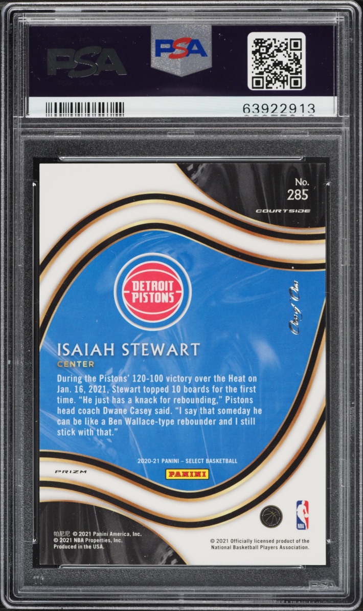 2020 Select Courtside Black Disco Prizm Isaiah Stewart ROOKIE 1/1 #285 PSA 10 GEM MINT