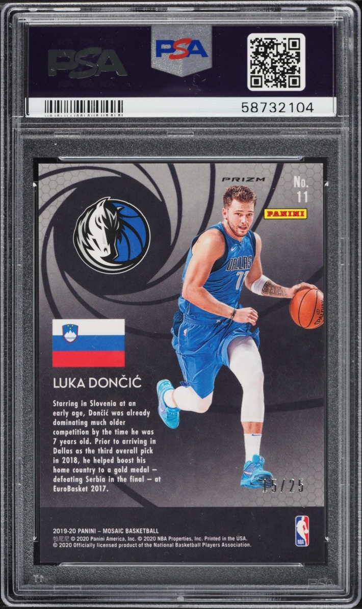 2019 Panini Mosaic International Men Of Mastery White Luka Doncic /25 #11 PSA 10 GEM MINT