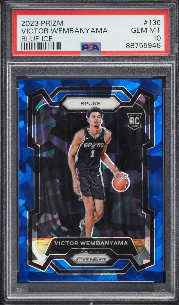 2023 Panini Prizm Blue Ice Victor Wembanyama ROOKIE /125 #136 PSA 10 GEM MINT