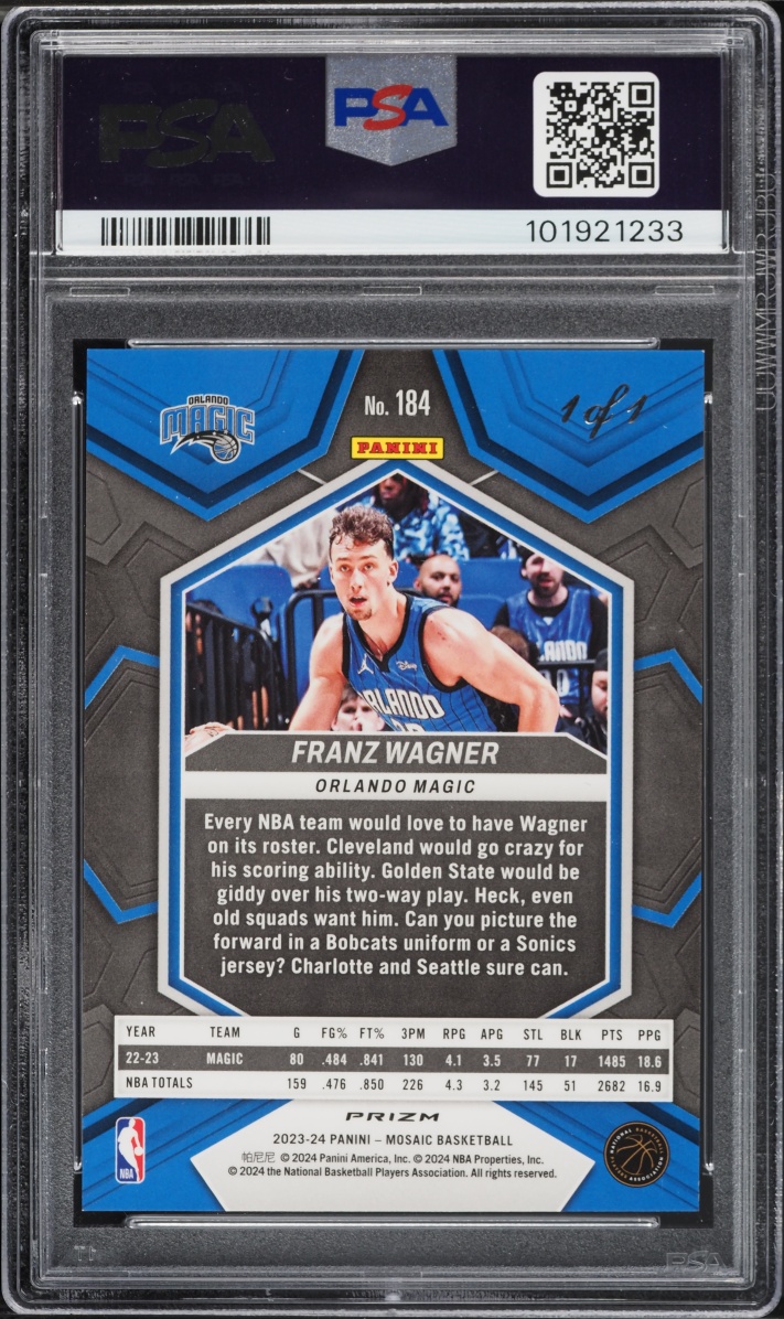 2023 Panini Mosaic Nebula Choice Franz Wagner 1/1 #184 PSA 8 NM-MT
