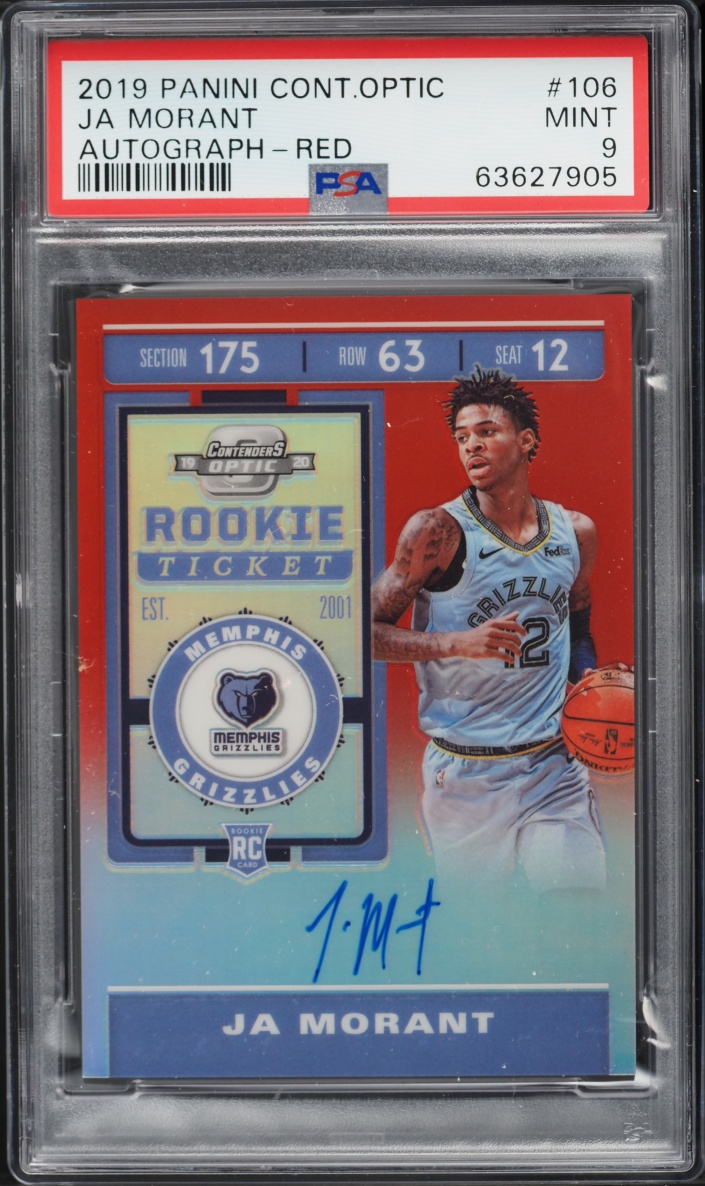 2019 Panini Contenders Optic Red Ja Morant ROOKIE AUTO /149 #106 PSA 9 MINT