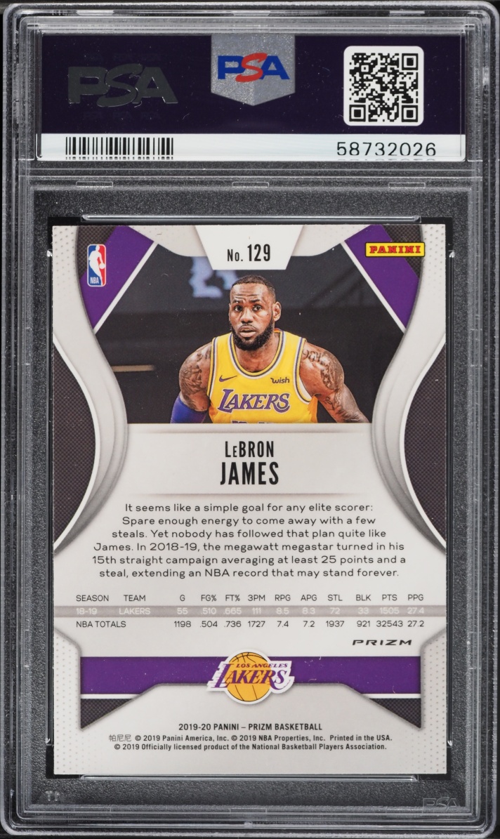 2019 Panini Prizm Choice Blue Yellow Green LeBron James #129 PSA 10 GEM MINT