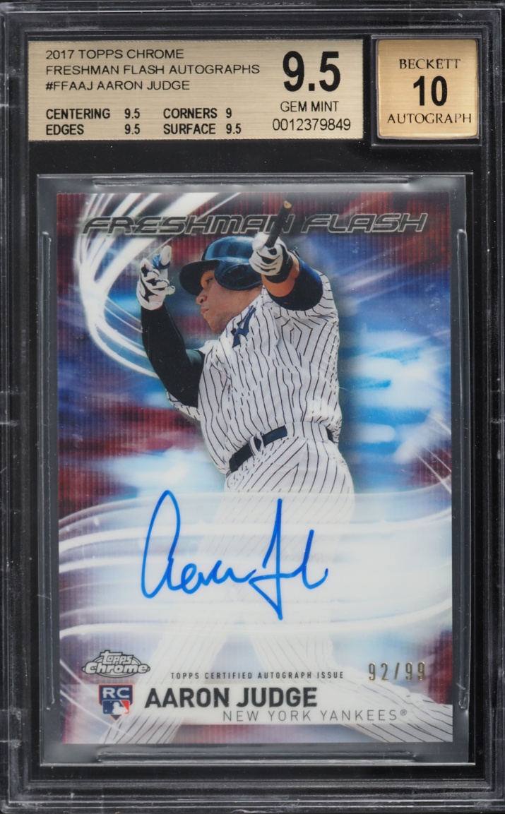 2017 Topps Chrome Freshman Flash Aaron Judge ROOKIE AUTO /99 #FFA-AJ BGS 9.5 GEM MINT