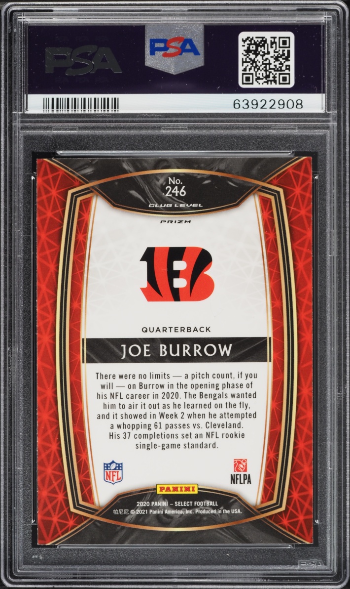 2020 Select Club Level Cosmic Prizm Joe Burrow ROOKIE #246 PSA 10 GEM MINT