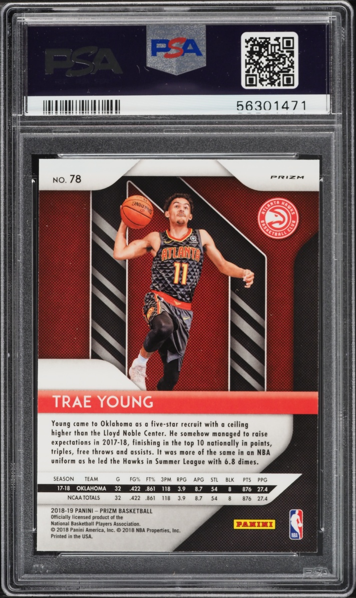 2018 Panini Prizm Silver Trae Young ROOKIE #78 PSA 10 GEM MINT