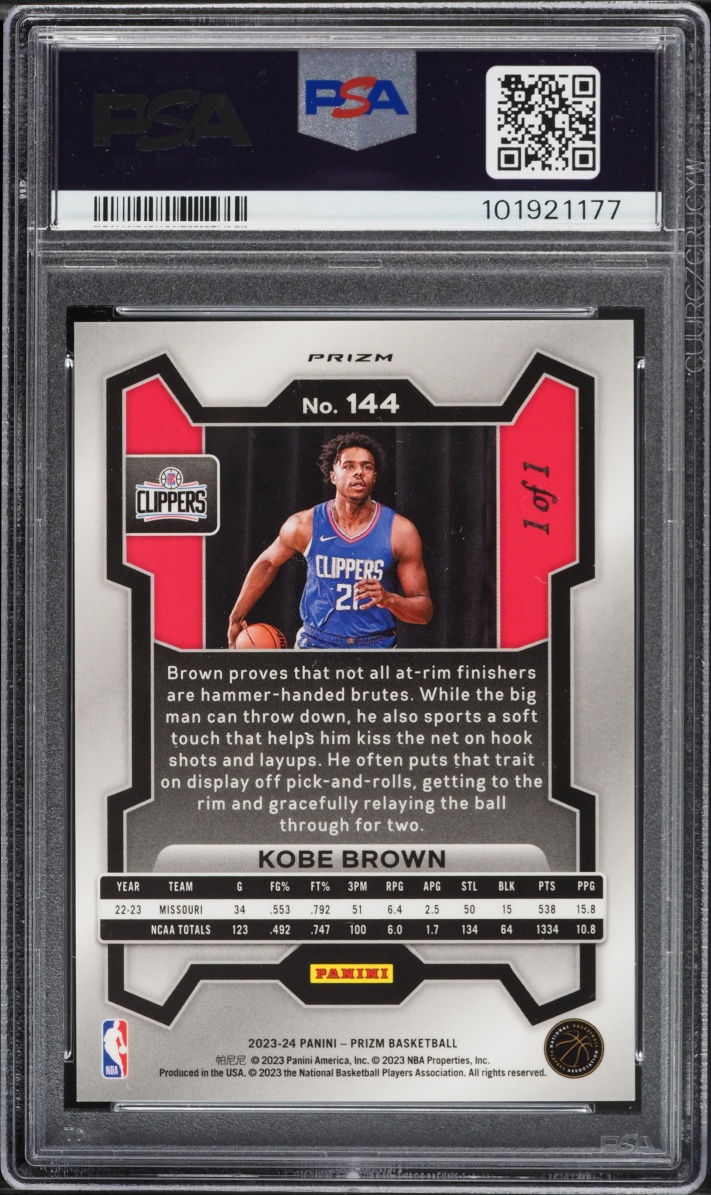 2023 Panini Prizm Nebula Choice Kobe Brown ROOKIE 1/1 #144 PSA 9 MINT