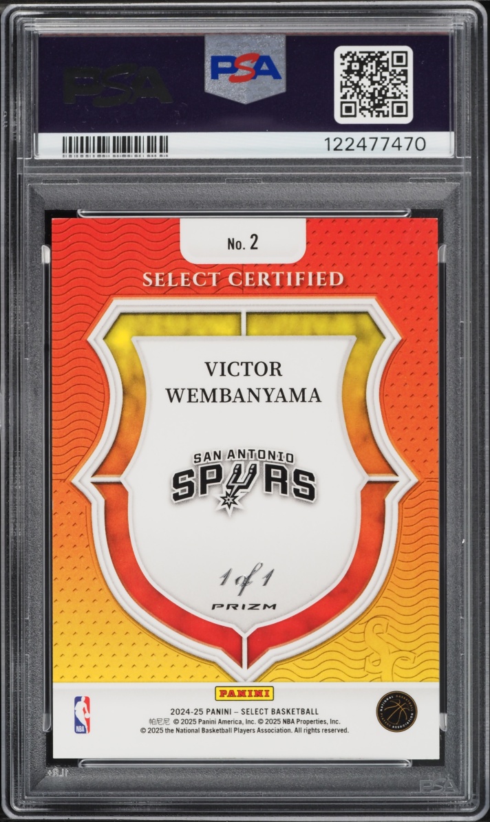 2024 Select Certified Black Finite Victor Wembanyama 1/1 #2 PSA 8 NM-MT