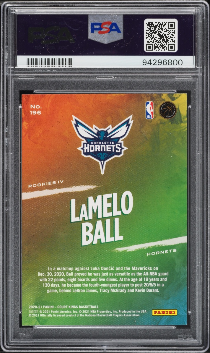 2020 Panini Court Kings Level 4 LaMelo Ball ROOKIE #196 PSA 10 GEM MINT