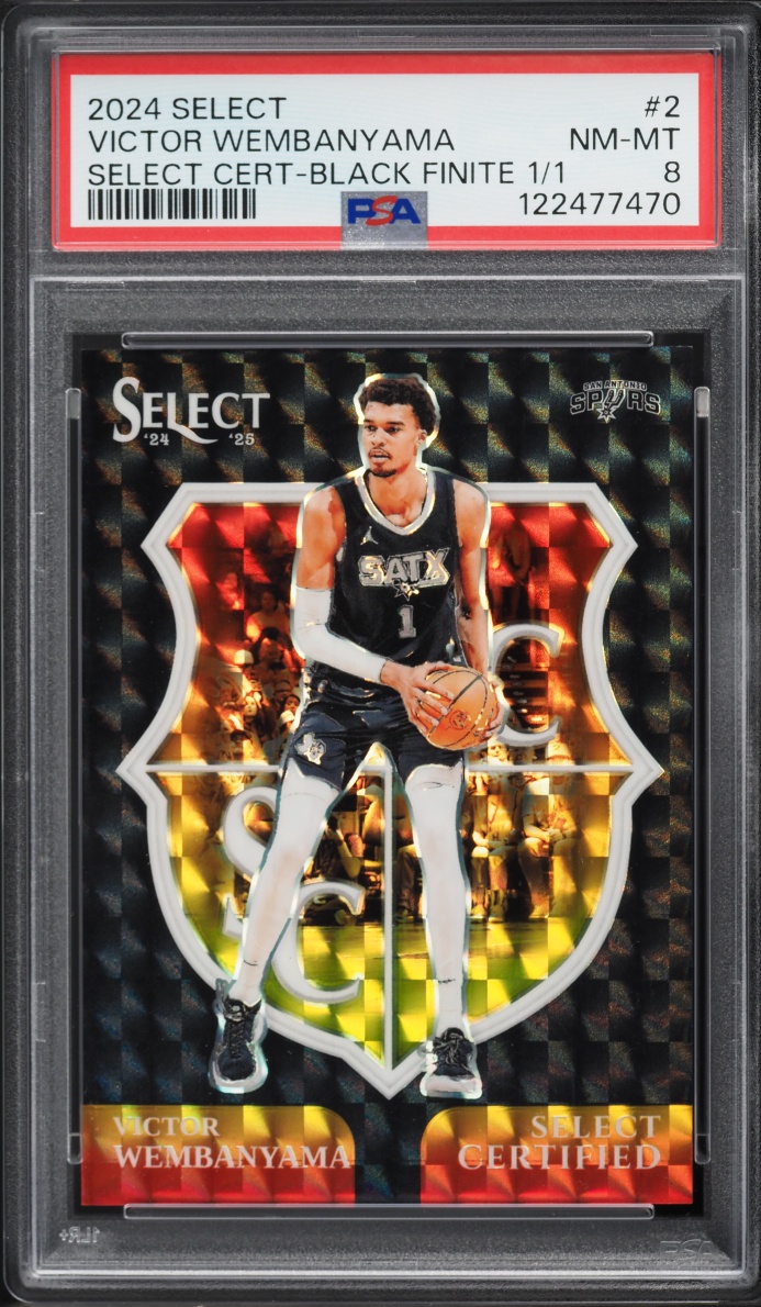 2024 Select Certified Black Finite Victor Wembanyama 1/1 #2 PSA 8 NM-MT