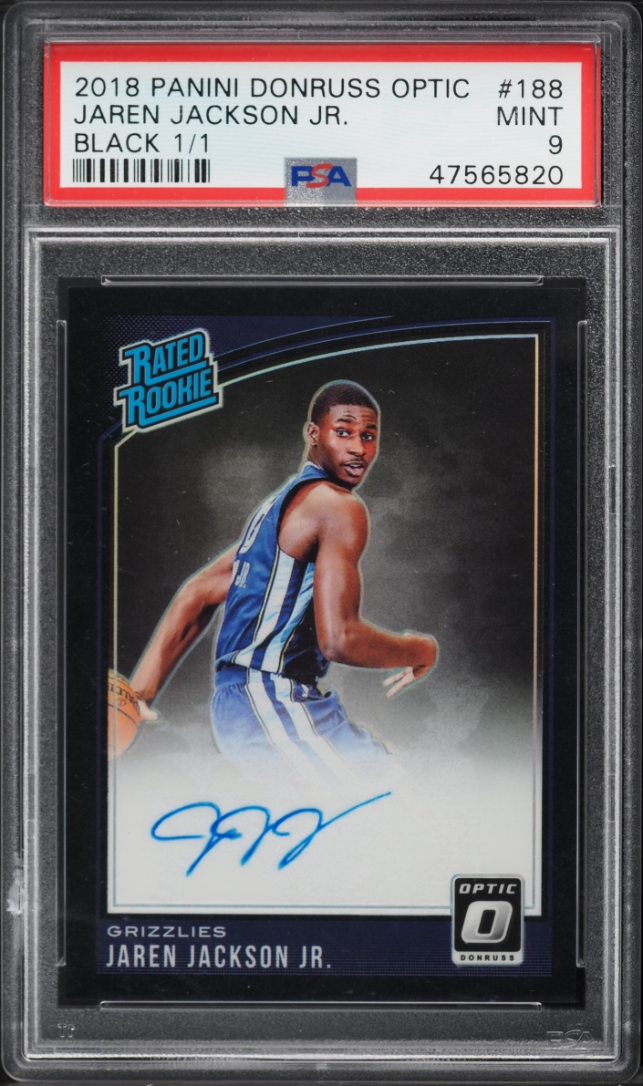 2018 Donruss Optic Black Jaren Jackson Jr. ROOKIE AUTO 1/1 #188 PSA 9 MINT