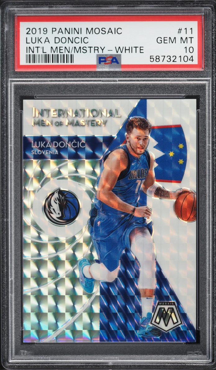2019 Panini Mosaic International Men Of Mastery White Luka Doncic /25 #11 PSA 10 GEM MINT
