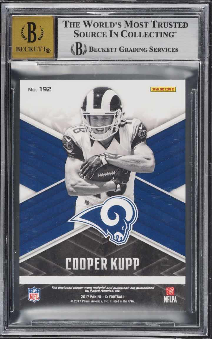 2017 Panini XR Triple Laundry Tag Cooper Kupp ROOKIE PATCH AUTO 1/1 #192 BGS 9 MINT