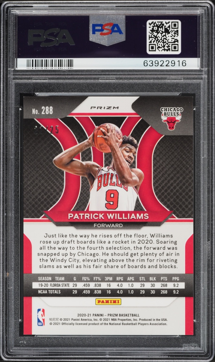 2020 Panini Prizm Mojo Patrick Williams ROOKIE /25 #288 PSA 10 GEM MINT