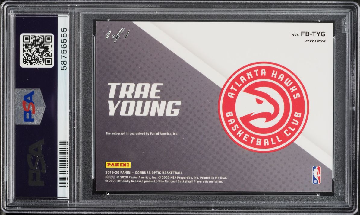 2019 Donruss Optic Fast Break Signatures Black Trae Young AUTO 1/1 #FB-TYG PSA 10 GEM MINT