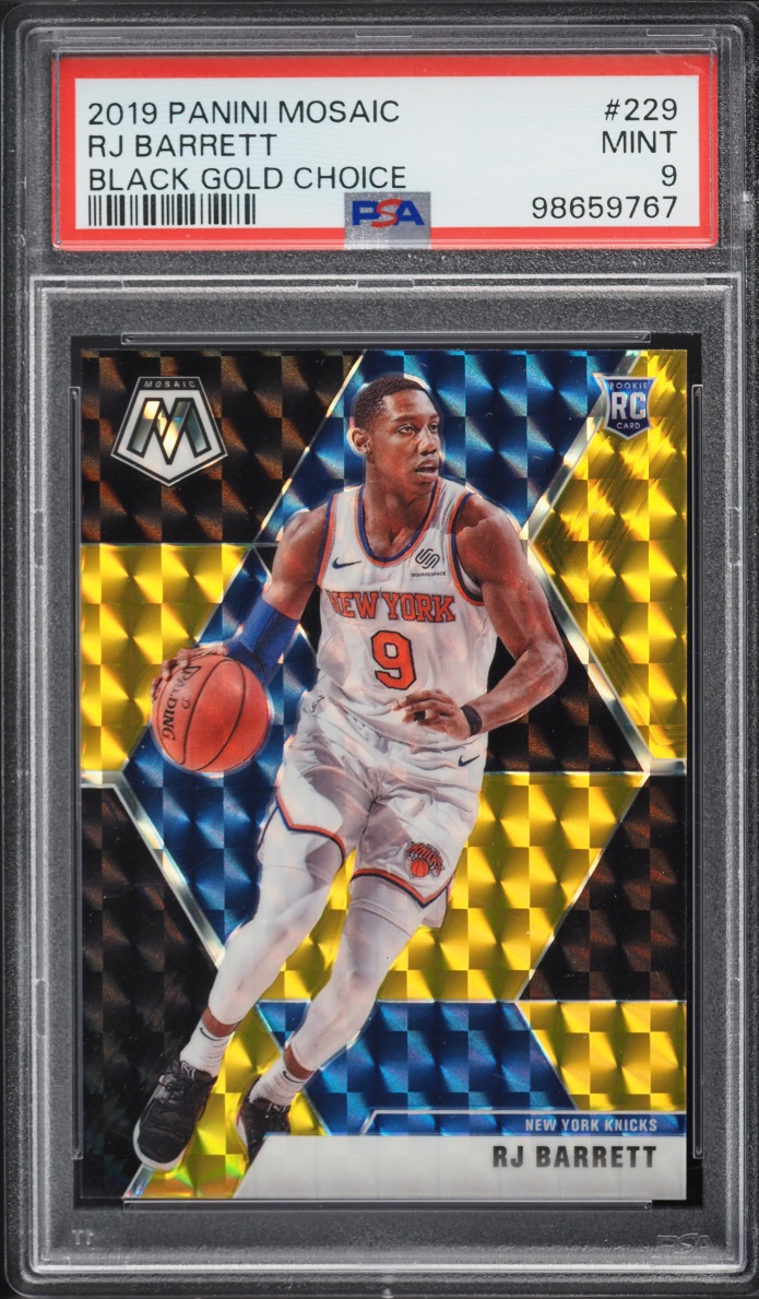 2019 Panini Mosaic Black Gold Choice RJ Barrett ROOKIE /8 #229 PSA 9 MINT