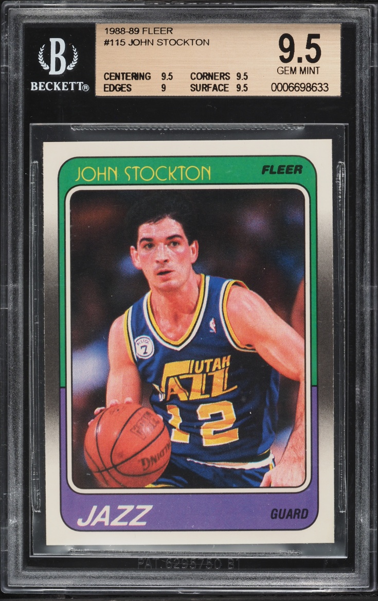 1988 Fleer Basketball John Stockton ROOKIE #115 BGS 9.5 GEM MINT