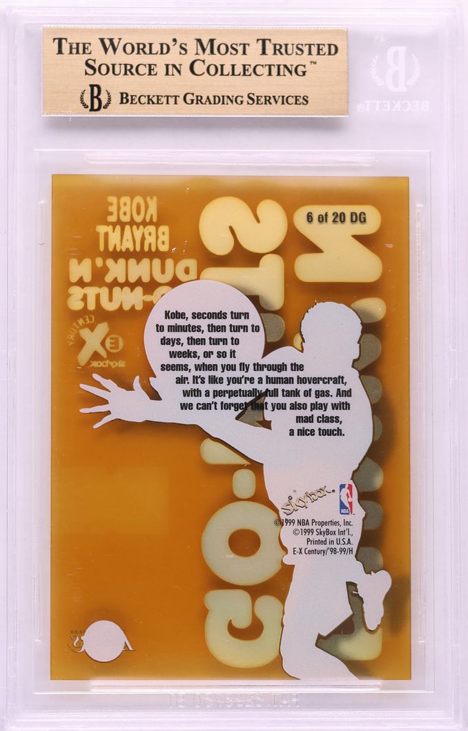 1998 Skybox E-X Century Dunk 'N Go Nuts Kobe Bryant #6 BGS 9.5 GEM MINT