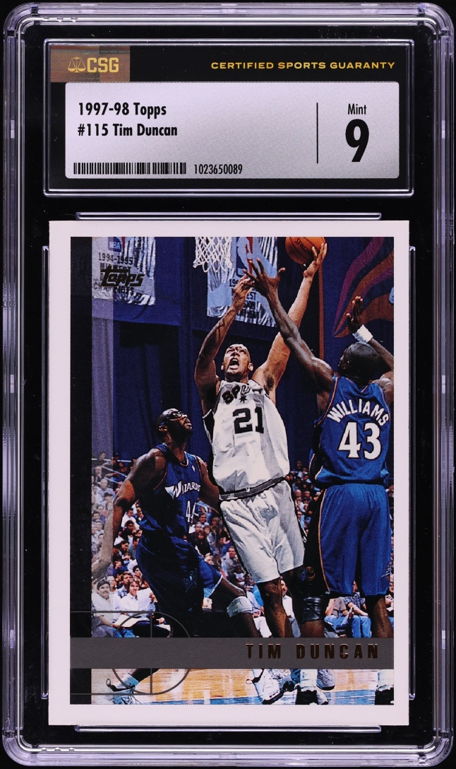 1997 Topps Basketball Tim Duncan ROOKIE #115 CSG 9 MINT