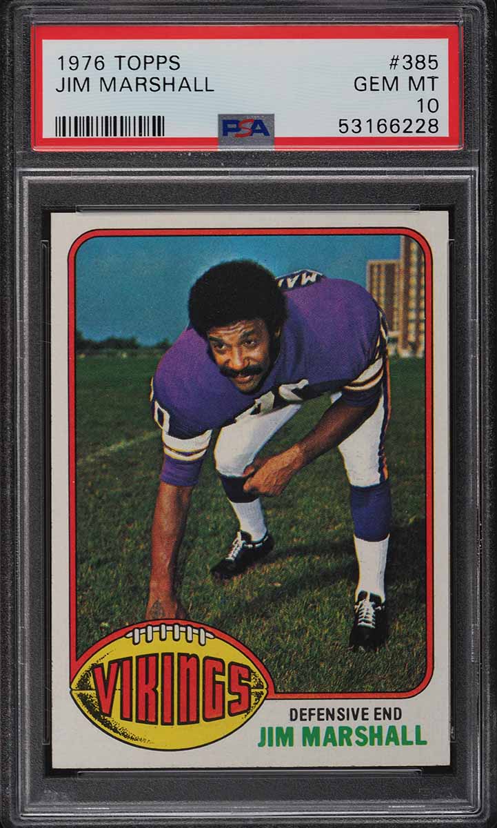 1976 Topps Football Jim Marshall #385 PSA 10 GEM MINT