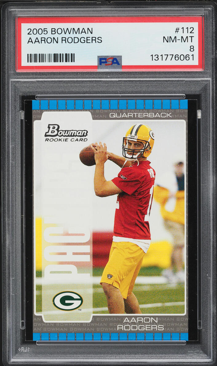2005 Bowman Football Aaron Rodgers ROOKIE #112 PSA 8 NM-MT