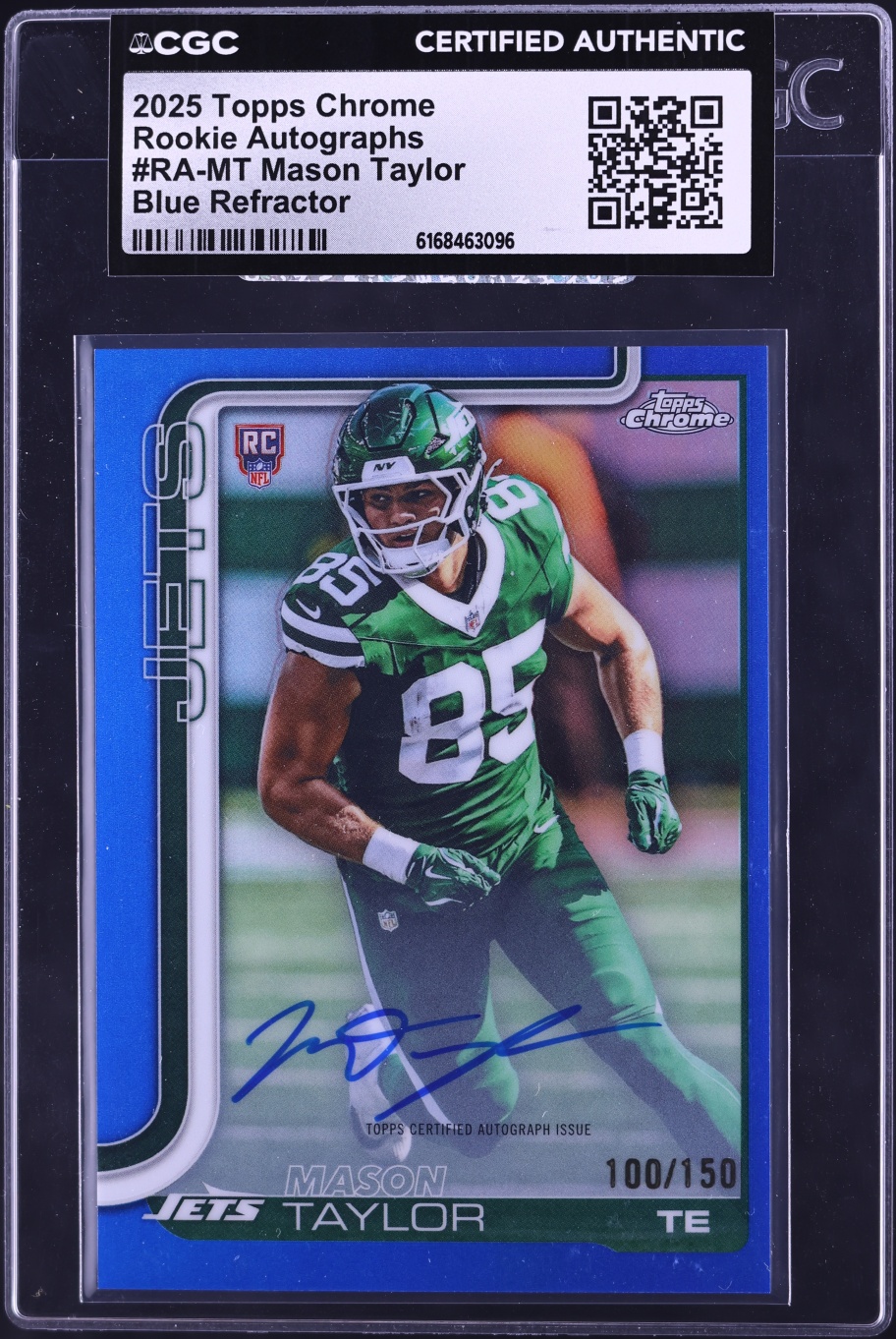 2025 Topps Chrome Blue Refractor Mason Taylor ROOKIE AUTO /150 #RA-MT CGC AUTH