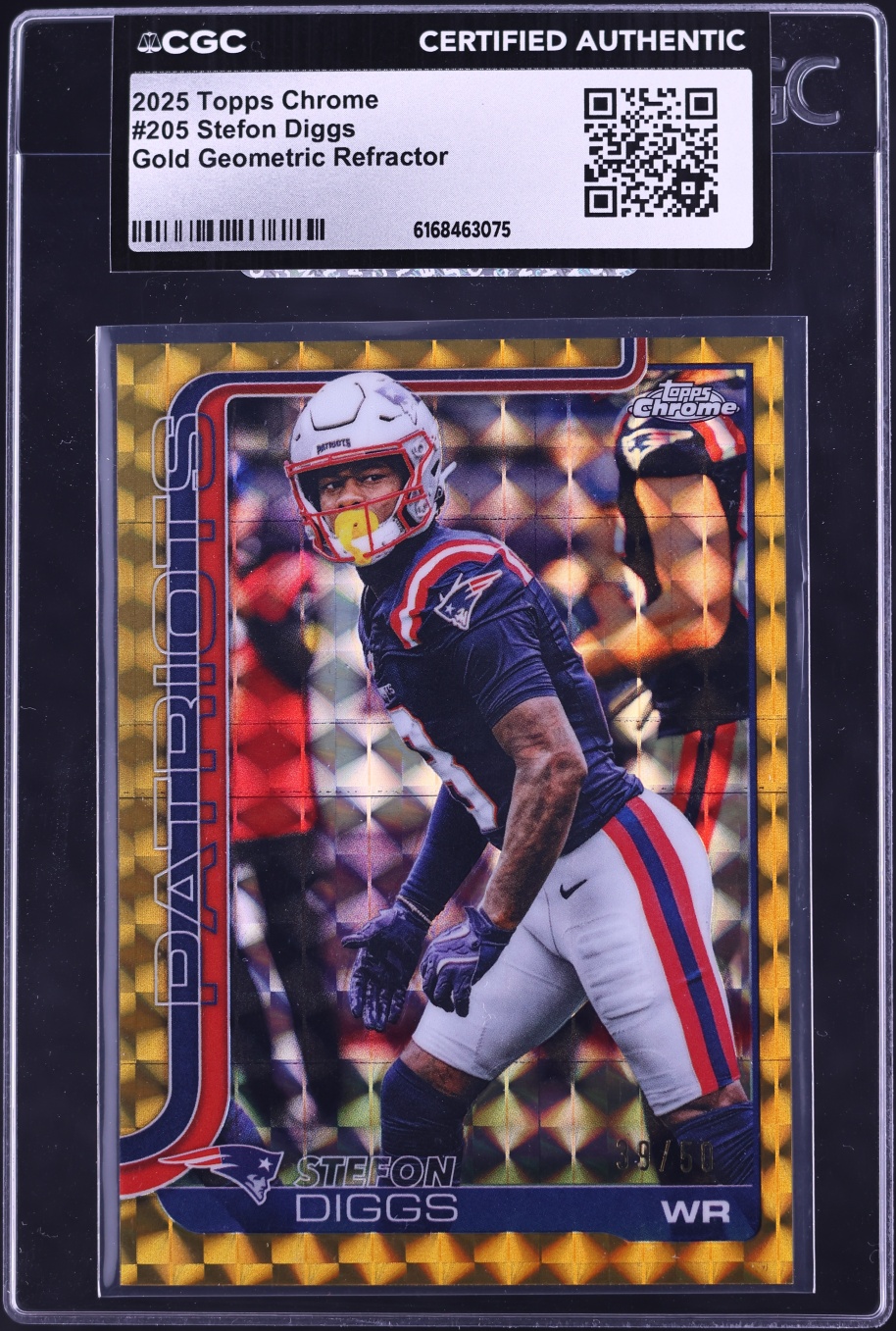 2025 Topps Chrome Gold Geometric Refractor Stefon Diggs /50 #205 CGC AUTH