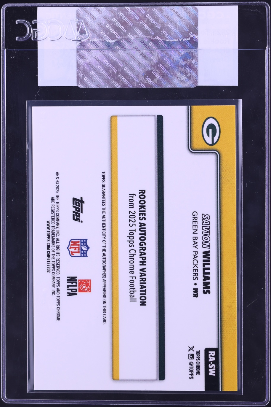 2025 Topps Chrome Green Geometric Refractor Savion Williams ROOKIE AUTO /99 #RA-SW CGC AUTH