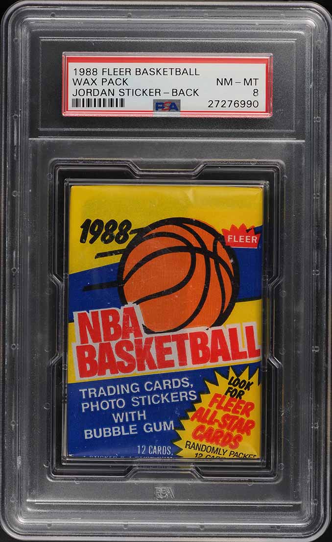 1988 Fleer Basketball Wax Pack Michael Jordan Sticker Back PSA 8 NM-MT - Photo 1