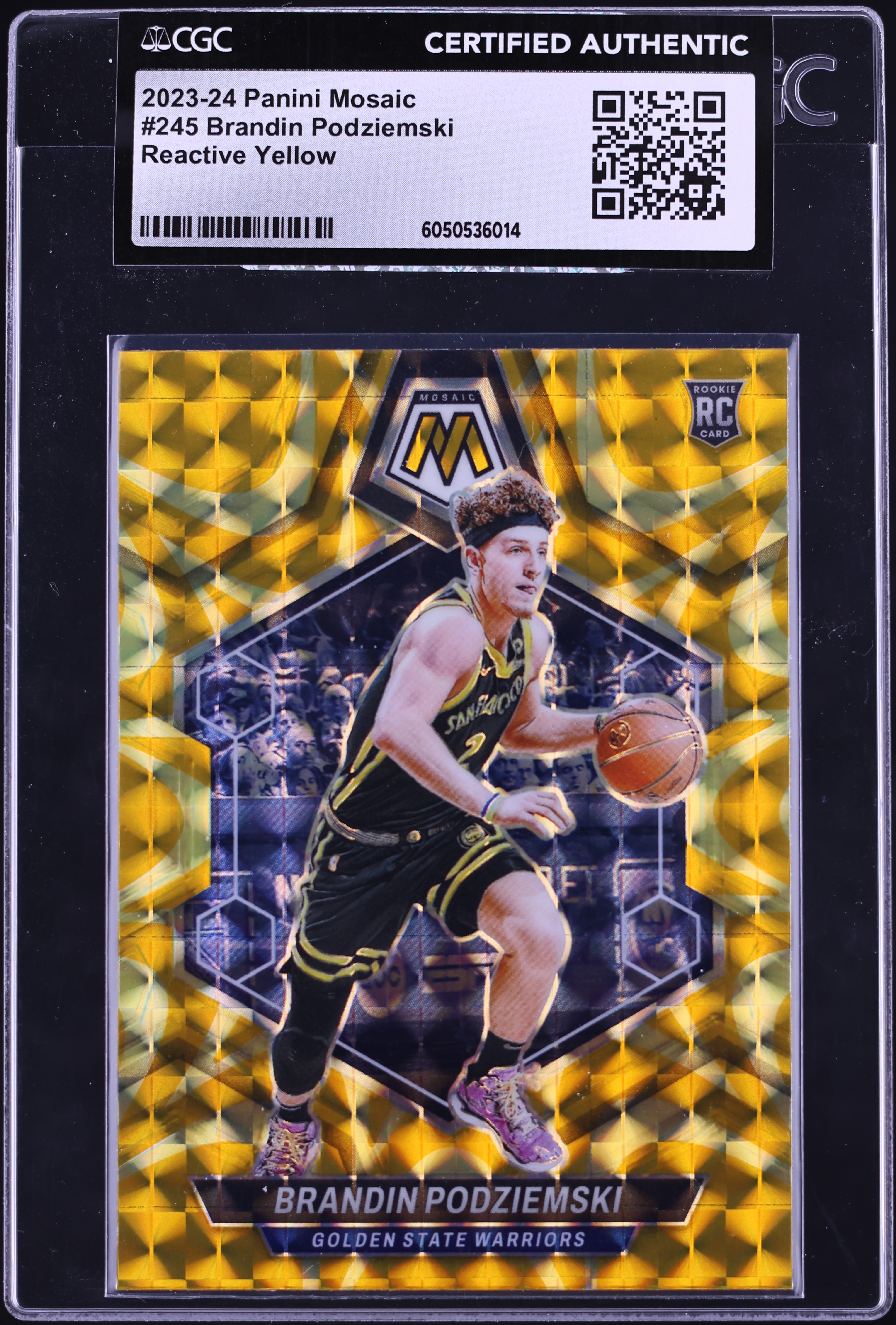 2023 Panini Mosaic Reactive Yellow Brandin Podziemski ROOKIE #245