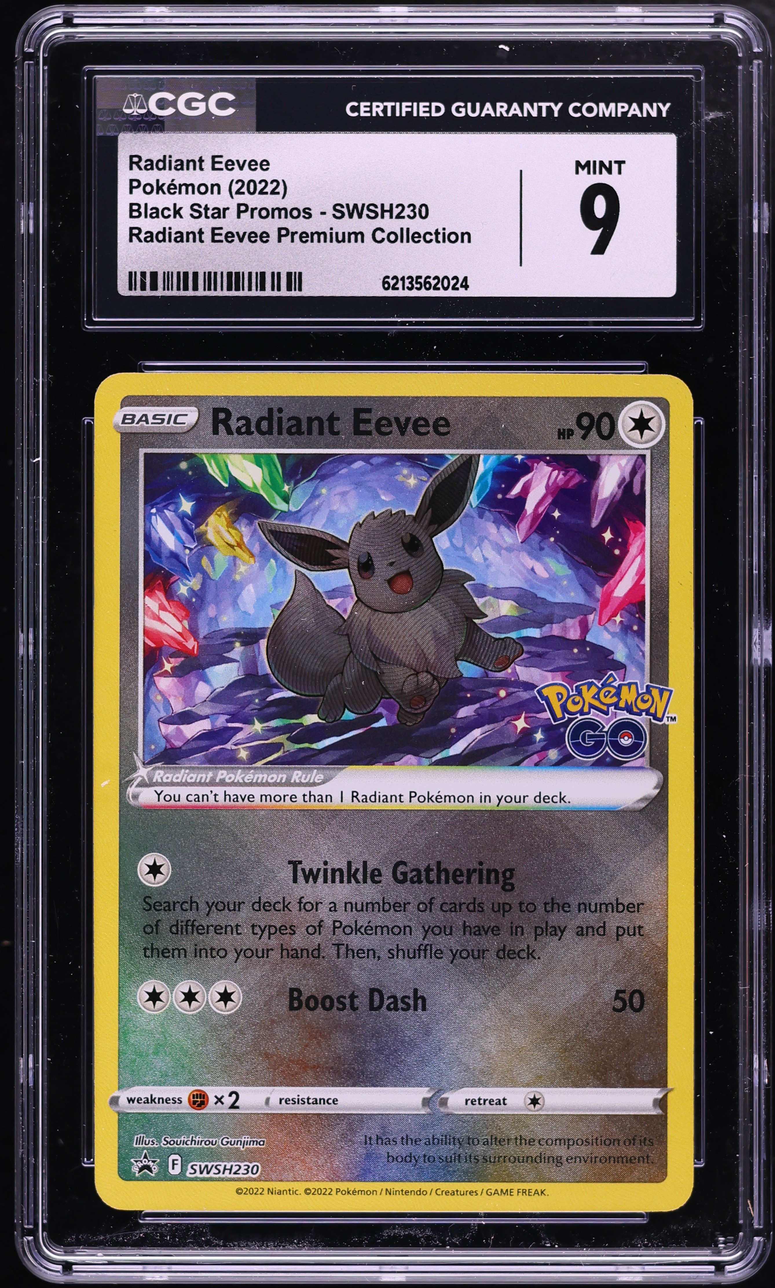 2022 Pokemon Sword & Shield Promo GO Premium Collection Holo Radiant Eevee #SWSH230 CGC 9 MINT