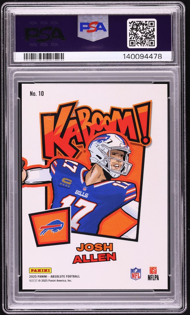 2025 Absolute Kaboom! Vertical Gold Josh Allen /10 #10 PSA 10 GEM