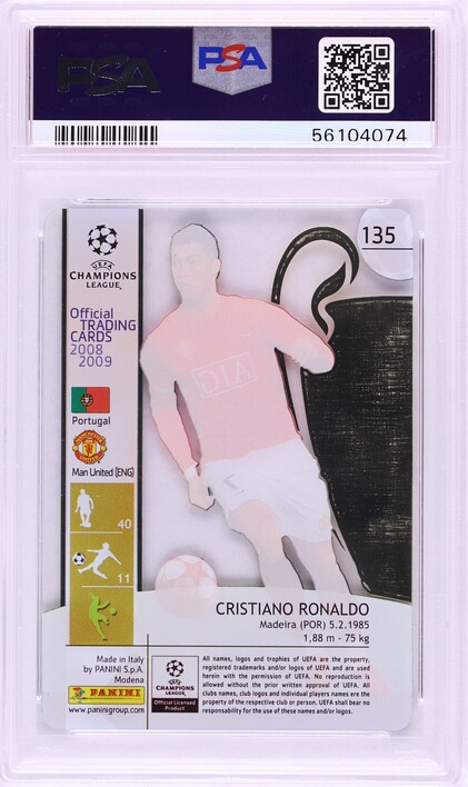 2008 Panini UEFA Champions League Cristiano Ronaldo #135 PSA 8 NM-MT