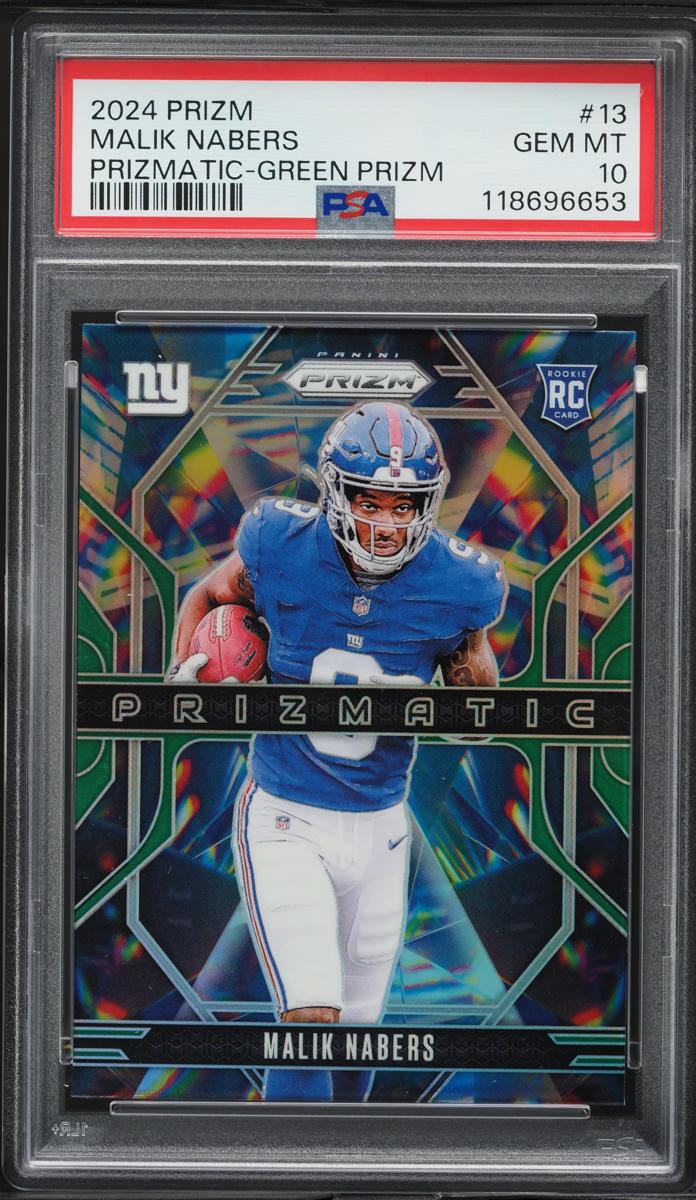 2024 Panini Prizm Prizmatic Green Malik Nabers ROOKIE #13 PSA 10 GEM MINT
