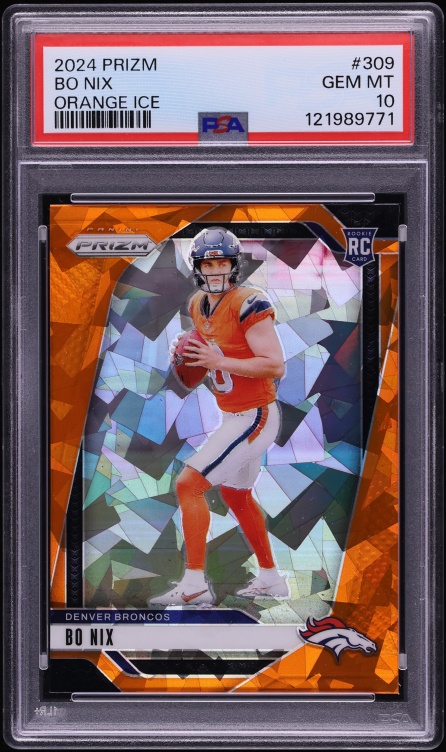 2024 Panini Prizm Orange Ice Bo Nix ROOKIE #309 PSA 10 GEM MINT
