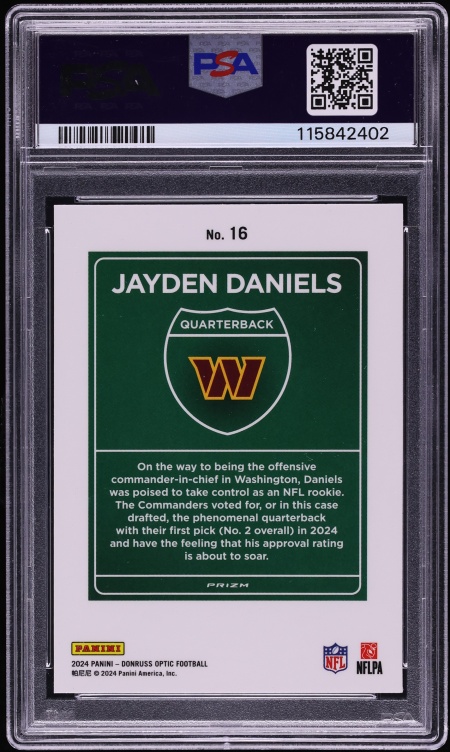2024 Donruss Optic Downtown Jayden Daniels ROOKIE #16 PSA 10 GEM MINT