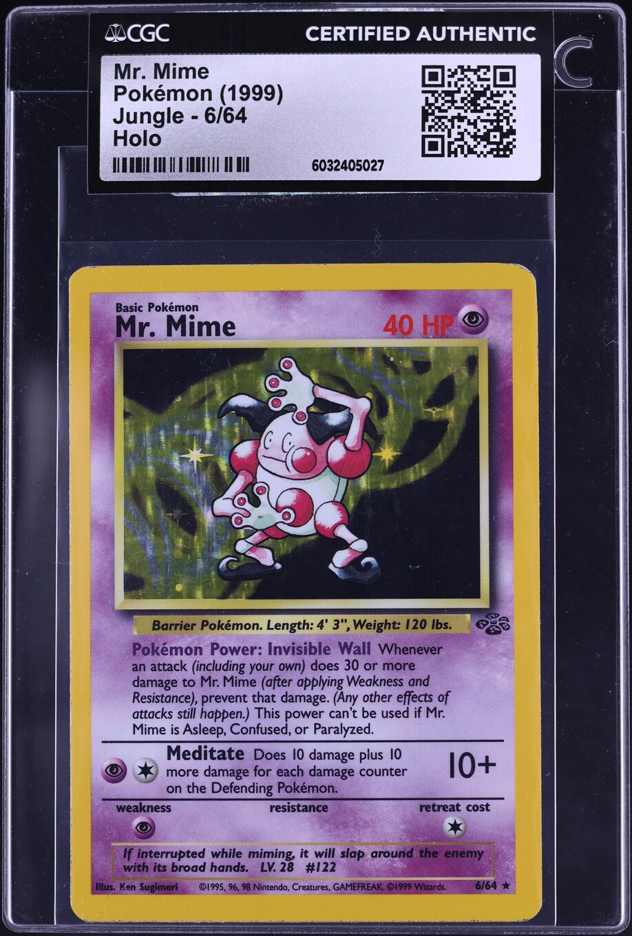 1999 Pokemon Jungle Holo Mr. Mime #6 CGC AUTH on Fanatics Collect