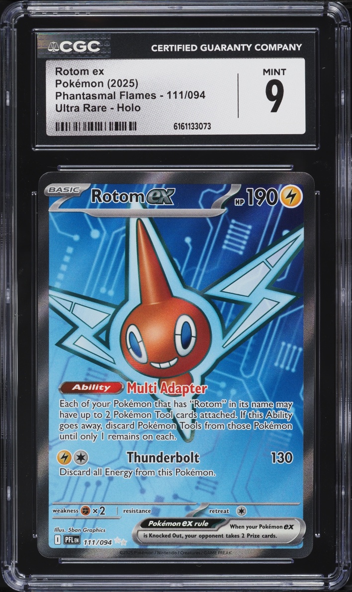 2025 Pokemon Mega Evolution Phantasmal Flames Full Art Rotom ex #111 CGC 9 MINT
