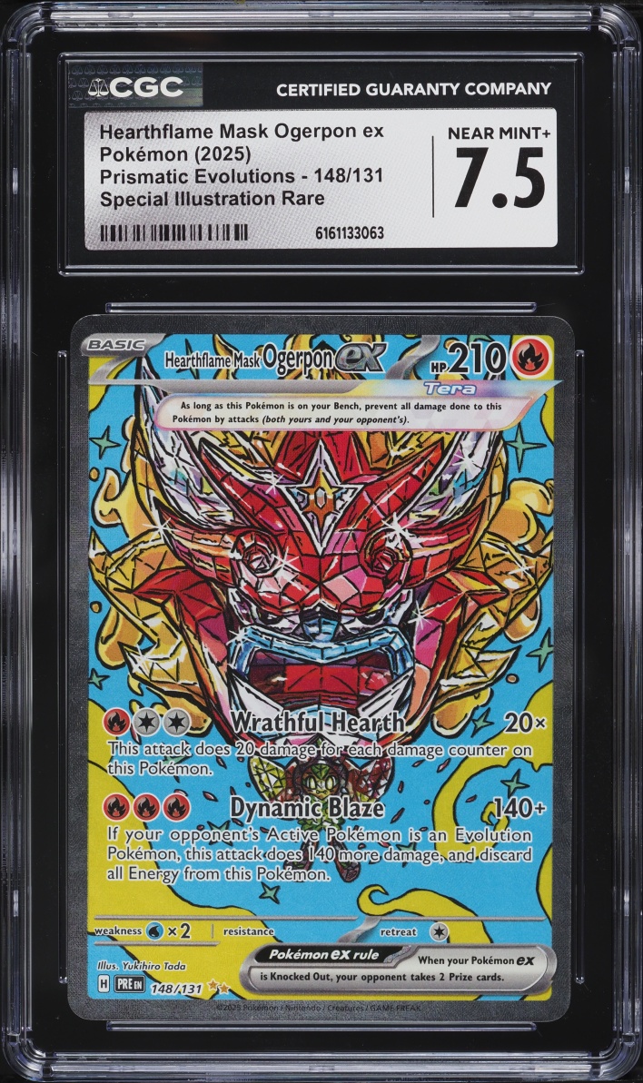 2025 Pokemon Scarlet & Violet Prismatic Evolutions SIR Hearthflame Mask Ogerpon ex #148 CGC 7.5