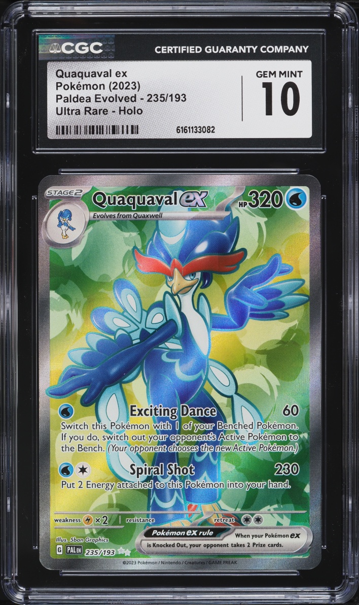 2023 Pokemon Scarlet & Violet Paldea Evolved Full Art Quaquaval ex #235 CGC 10 GEM MINT