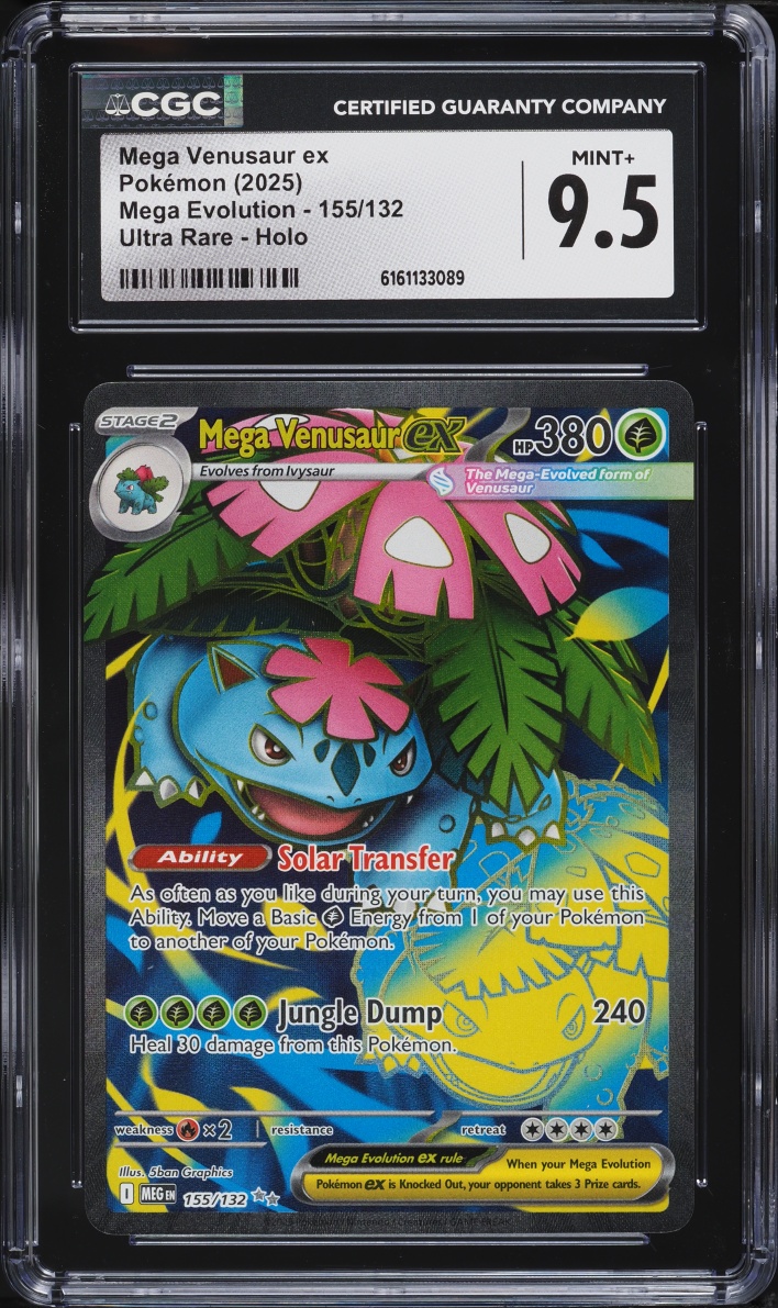 2025 Pokemon Mega Evolution Full Art Mega Venusaur ex #155 CGC 9.5 MINT+