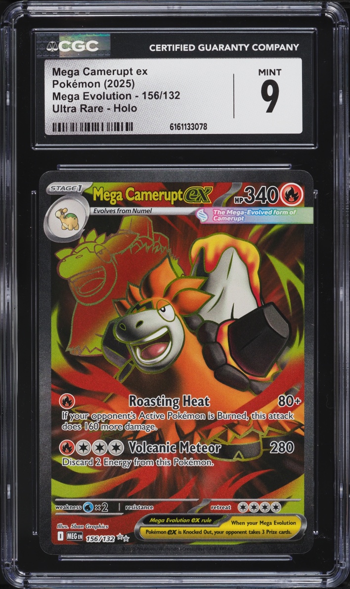 2025 Pokemon Mega Evolution Full Art Mega Camerupt ex #156 CGC 9 MINT