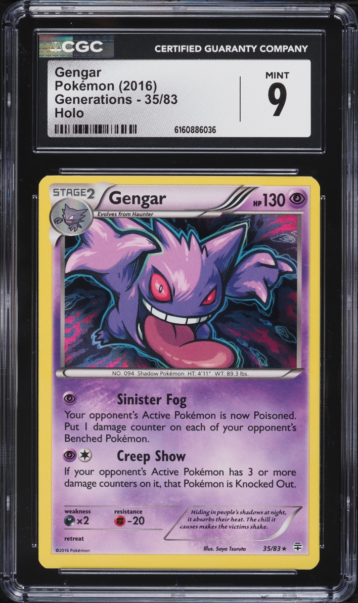 2016 Pokemon XY Generations Holo Gengar #35 CGC 9 MINT